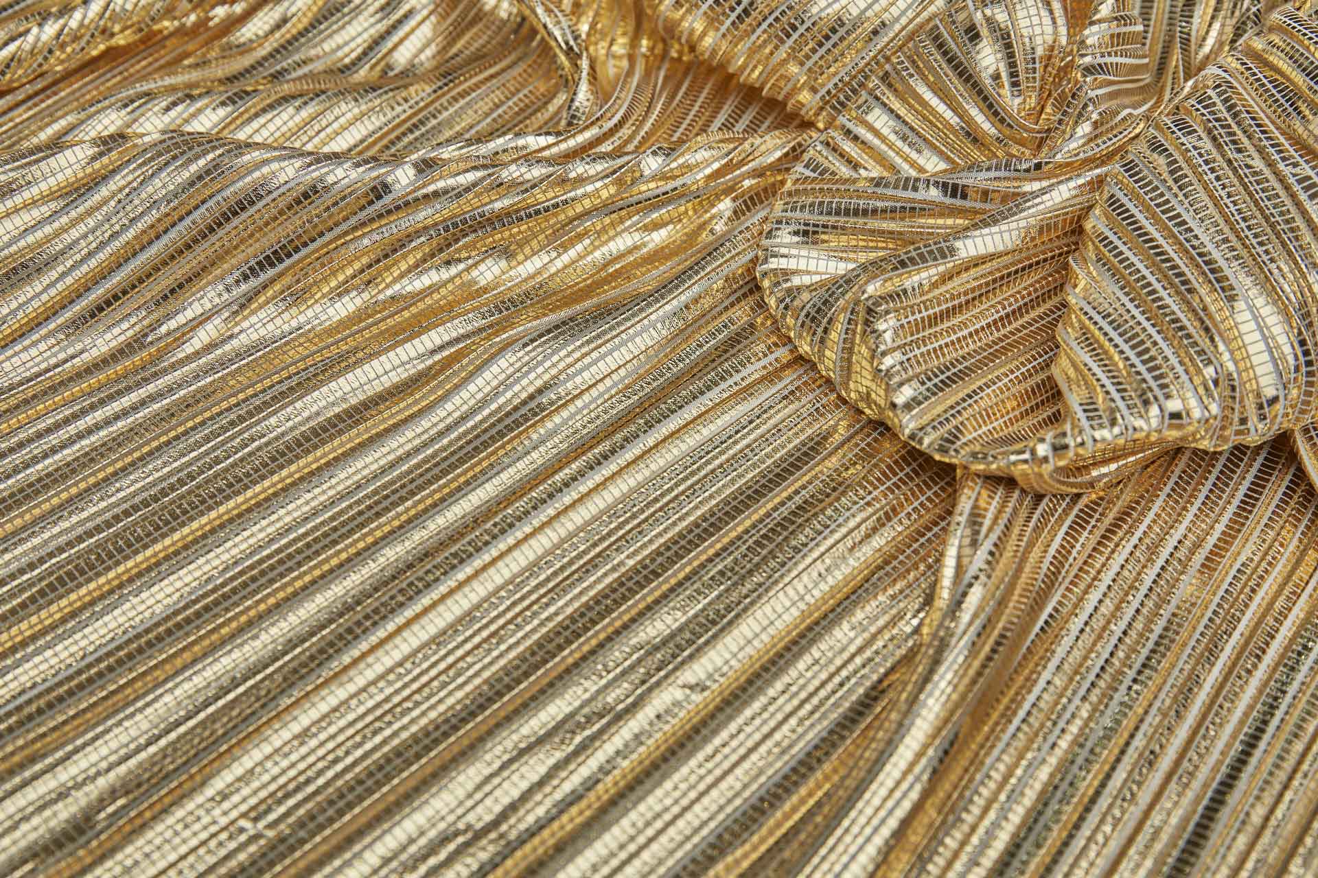 Pleated & Foiled Fluid Lamé - Gold fabric, image 7 of 7