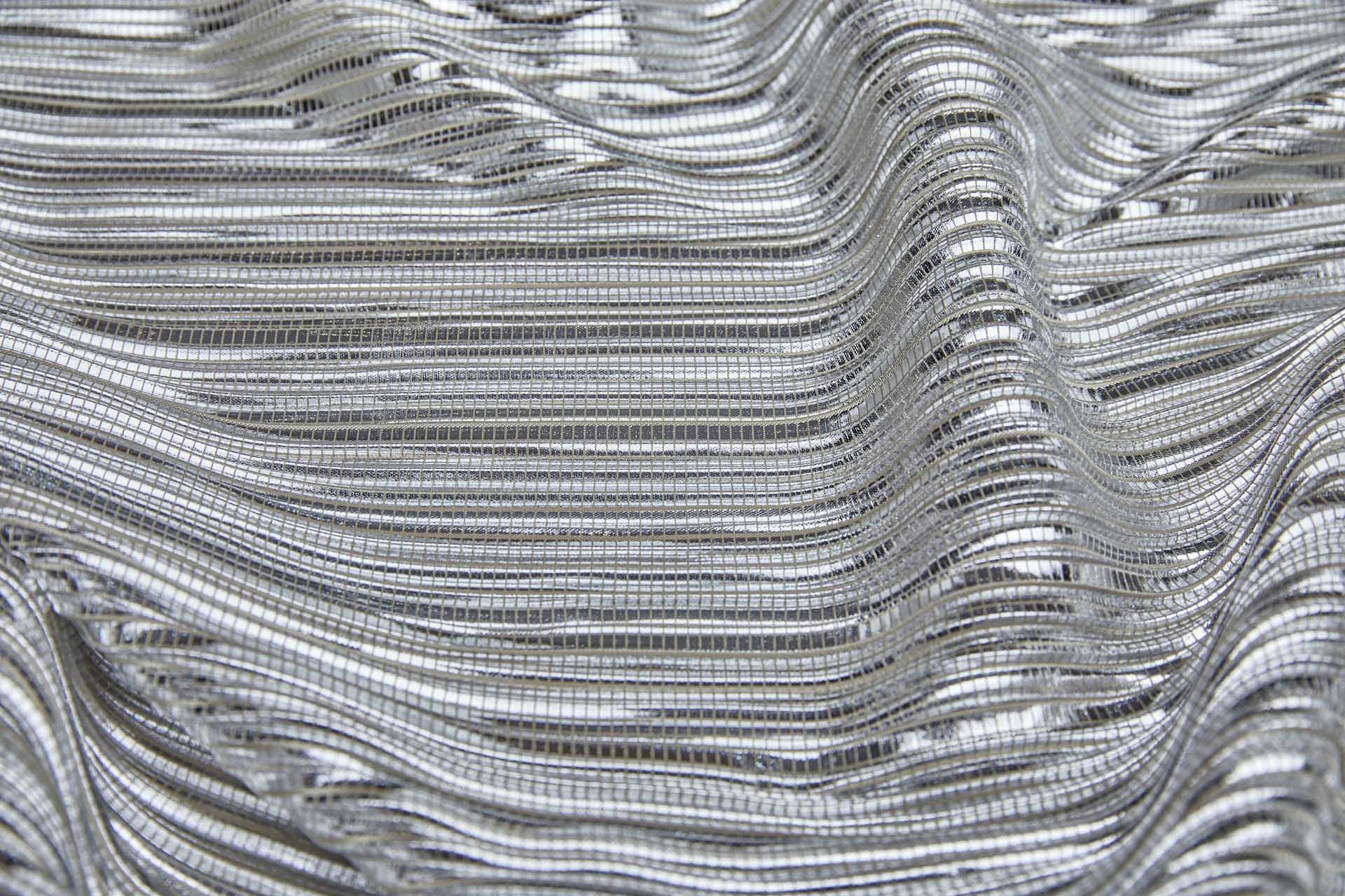 Pleated & Foiled Fluid Lamé - Silver fabric, image 2 of 10
