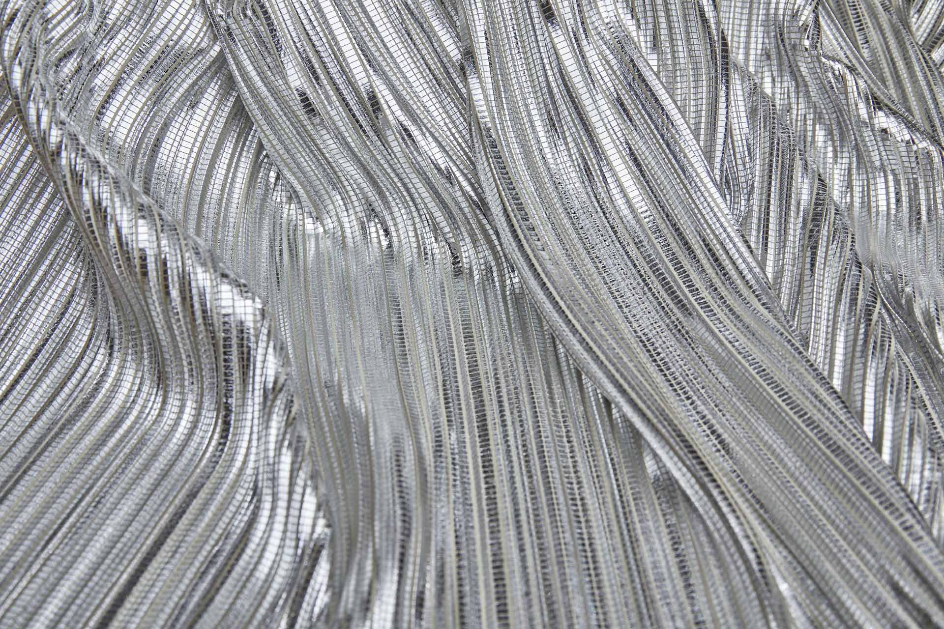 Pleated & Foiled Fluid Lamé - Silver fabric, image 10 of 10