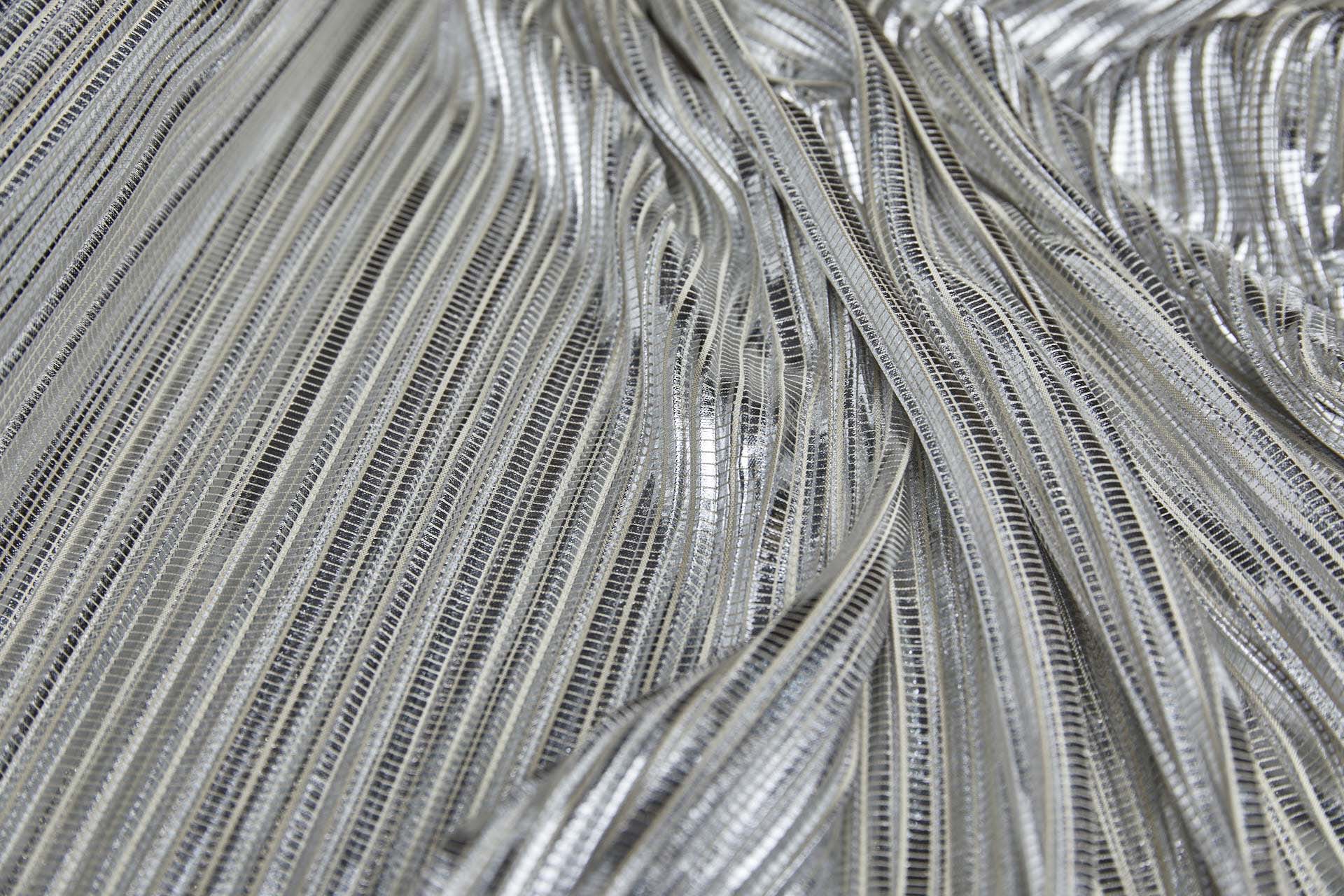 Pleated & Foiled Fluid Lamé - Silver fabric, image 4 of 10