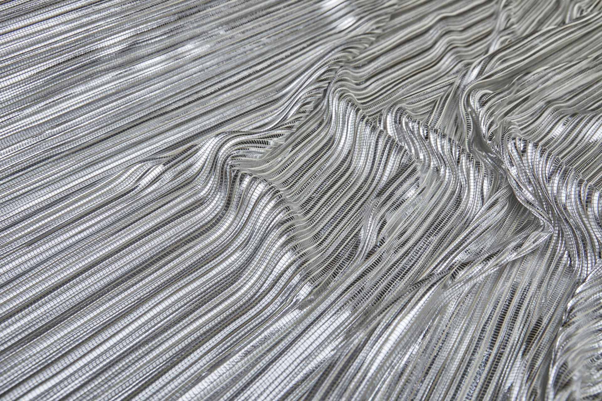 Pleated & Foiled Fluid Lamé - Silver fabric, image 6 of 10