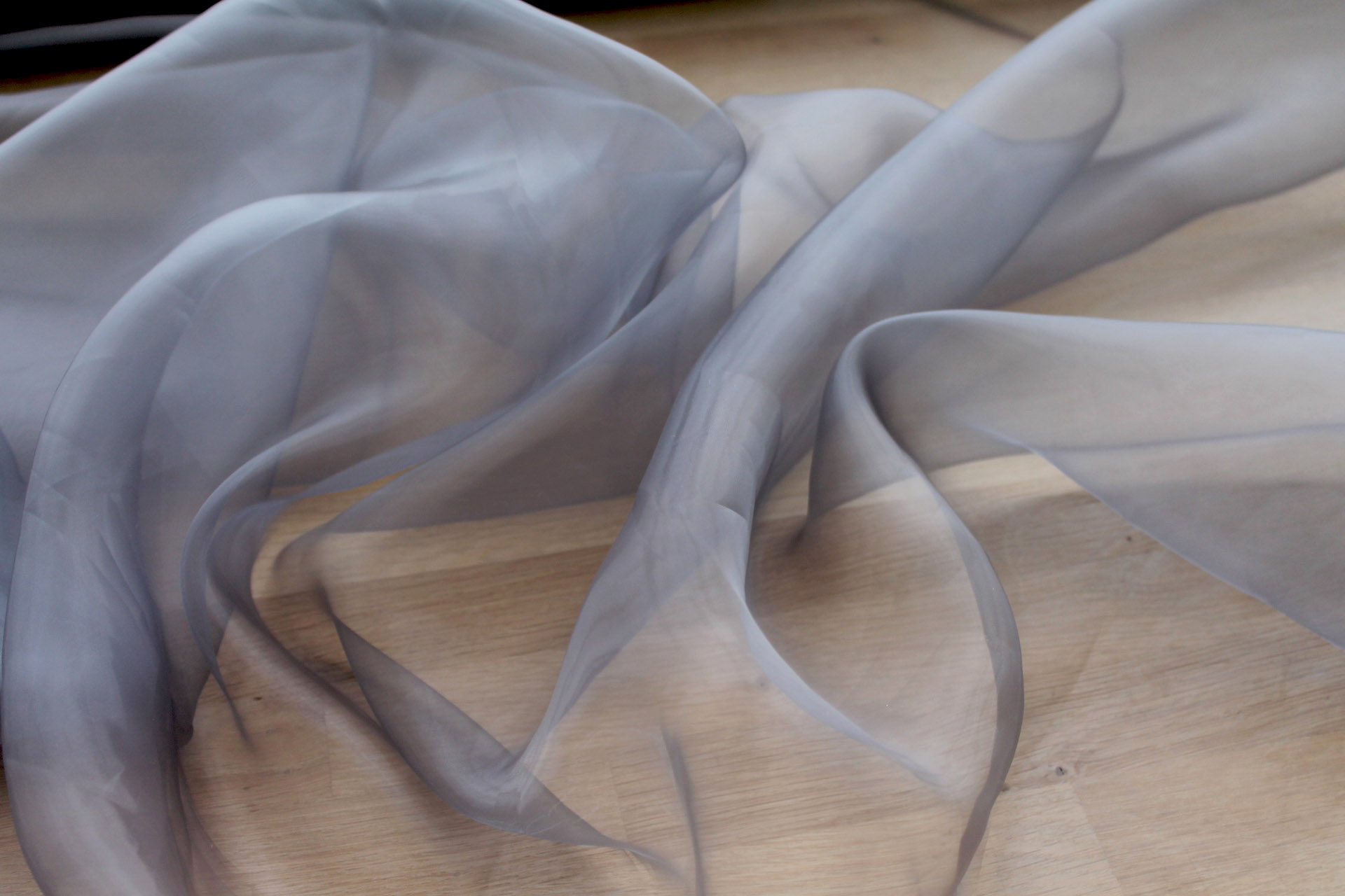 Polyester "Glass" Organza - Grey fabric, image 2 of 5