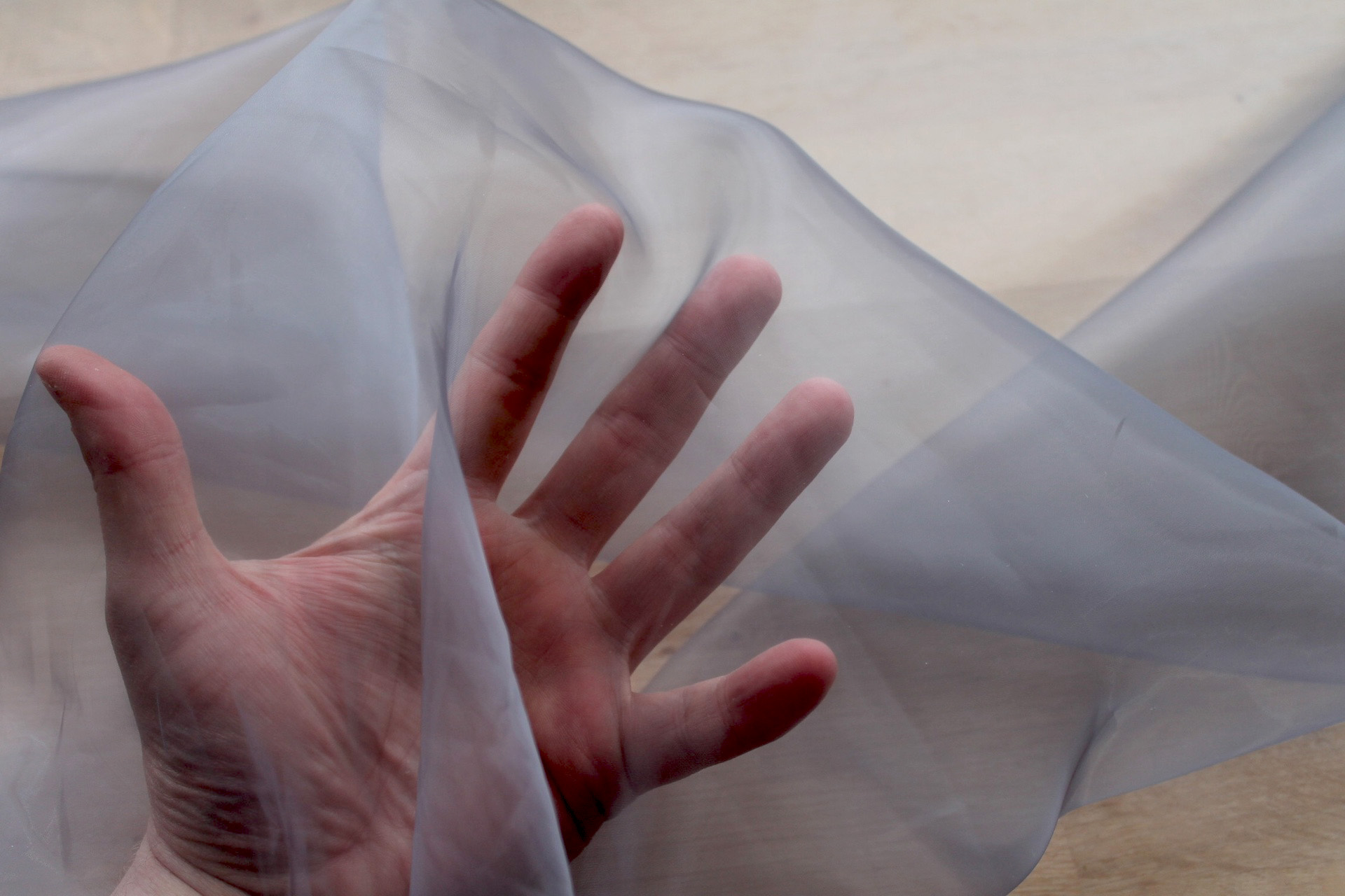 Polyester "Glass" Organza - Grey fabric, image 5 of 5