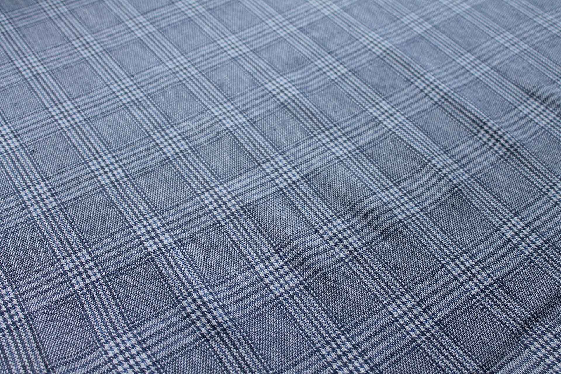 "Prince of Wales" Check Linen in Blues fabric, image 2 of 7
