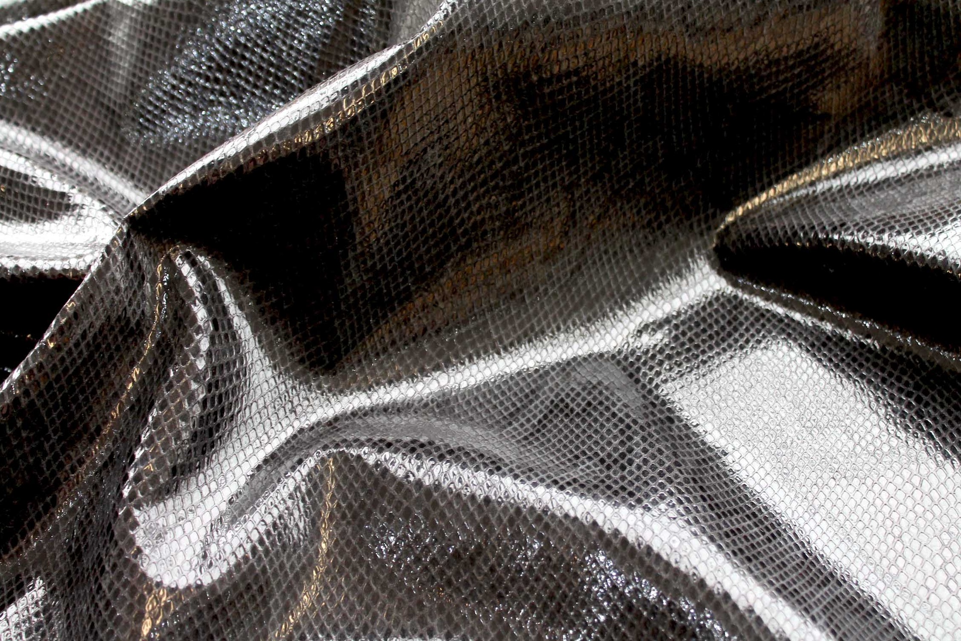 Printed and Textured Snakeskin Leatherette - Black fabric, image 3 of 5
