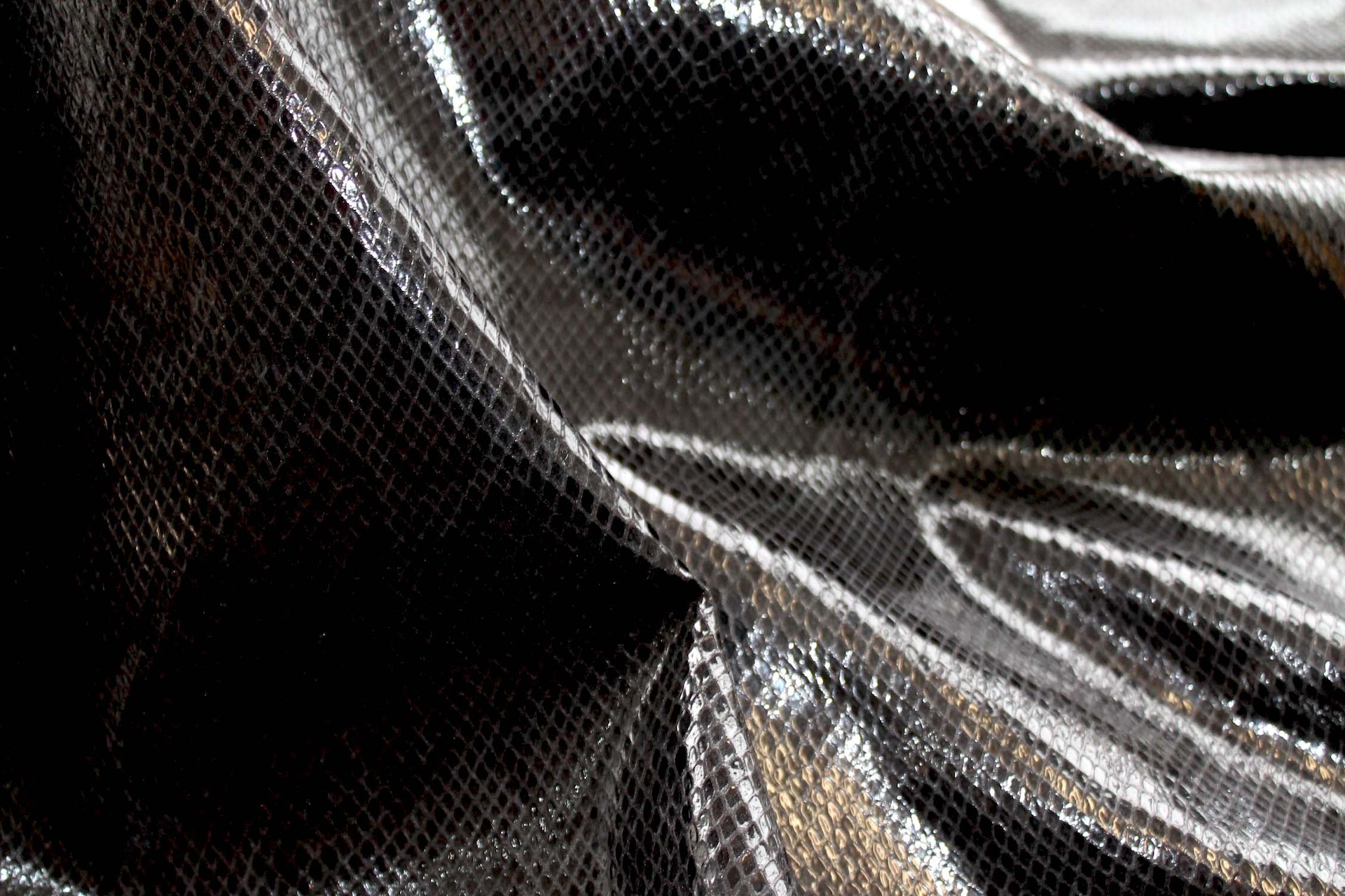 Printed and Textured Snakeskin Leatherette - Black fabric, image 5 of 5