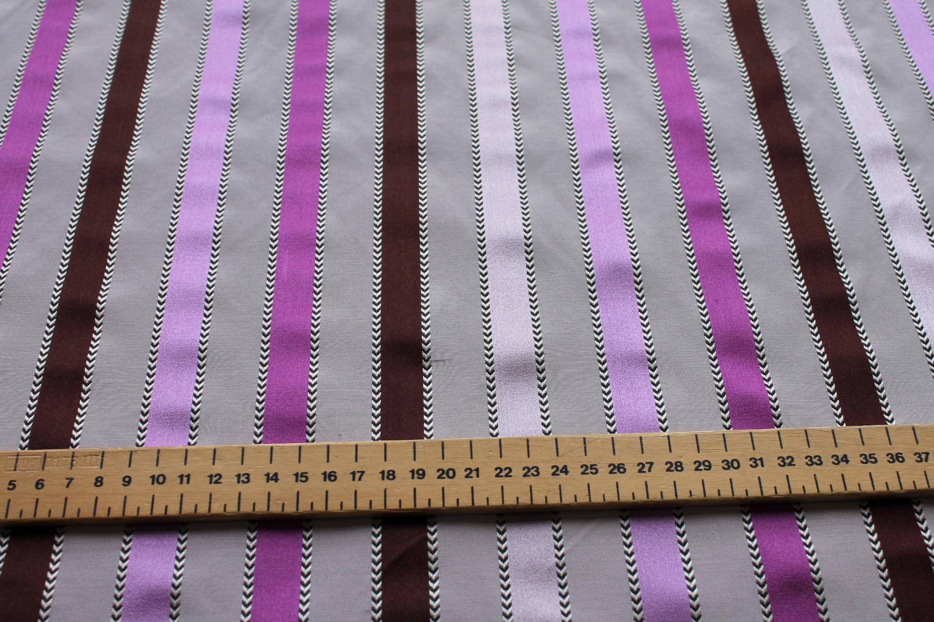 Purple, Lavender and Brown Satin Stripe Brocade fabric, image 2 of 6