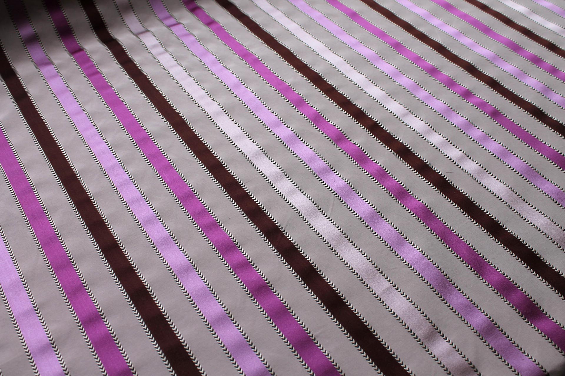 Purple, Lavender and Brown Satin Stripe Brocade fabric, image 6 of 6