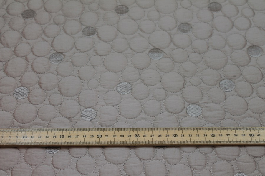 Quilted Silk Dupion - Oyster Circles fabric, image 5 of 6