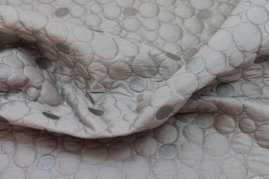 Quilted Silk Dupion - Oyster Circles fabric, image 4 of 6