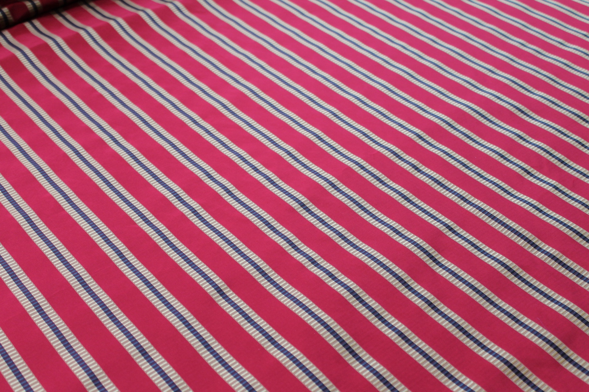 Red, Gold and Black Striped Silk Taffeta fabric, image 2 of 7
