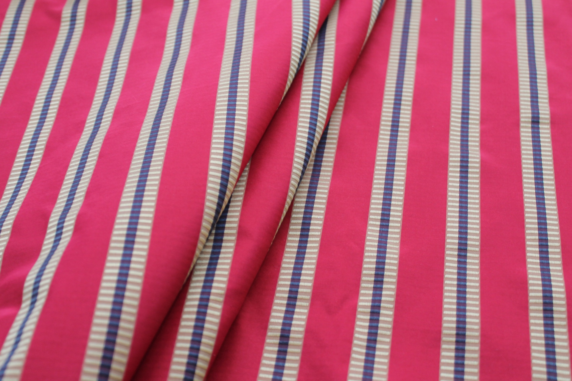 Red, Gold and Black Striped Silk Taffeta fabric, image 6 of 7