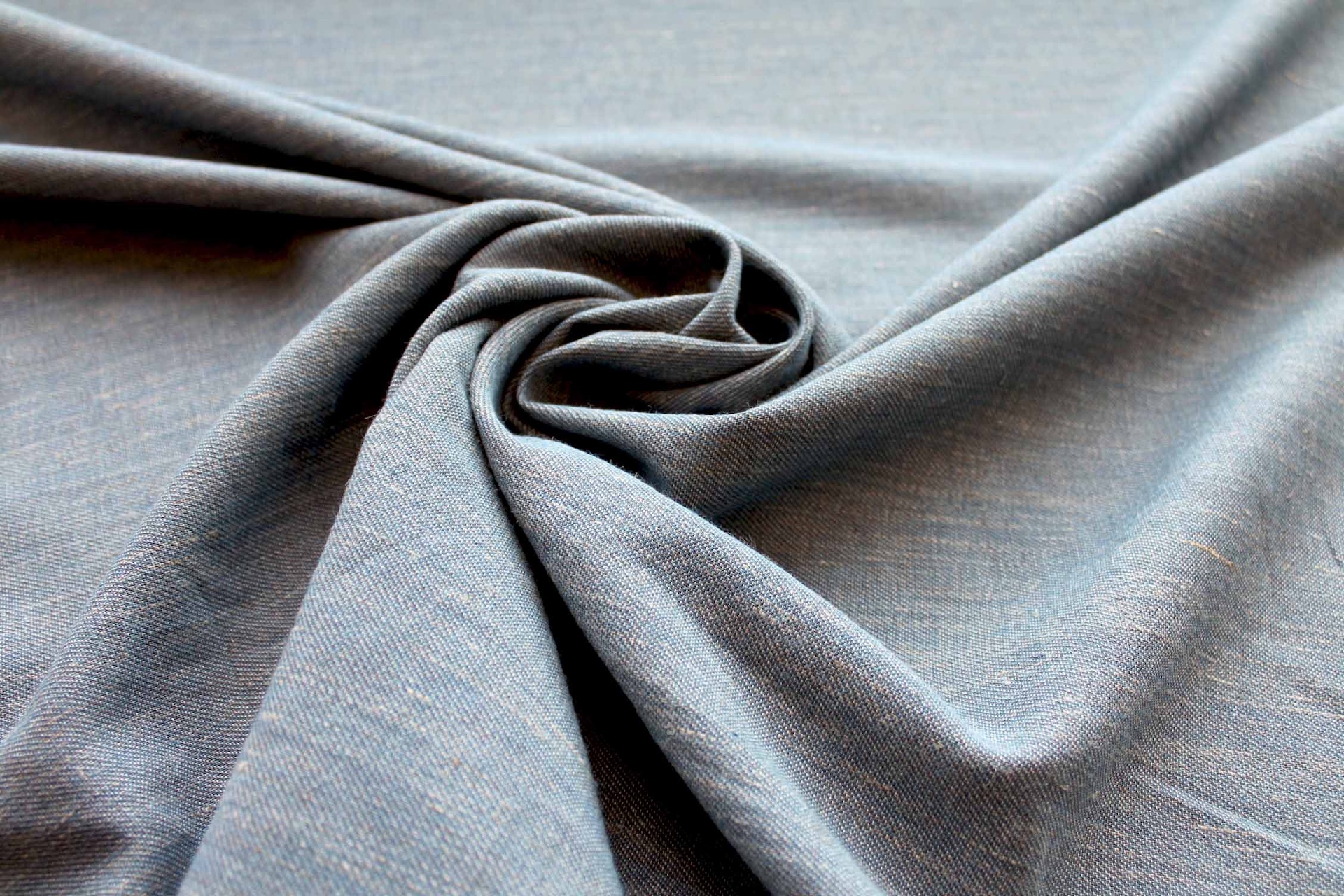 Reversible Linen Twill Weave "Denim" in Mid Blue / Light Brown fabric, image 7 of 8