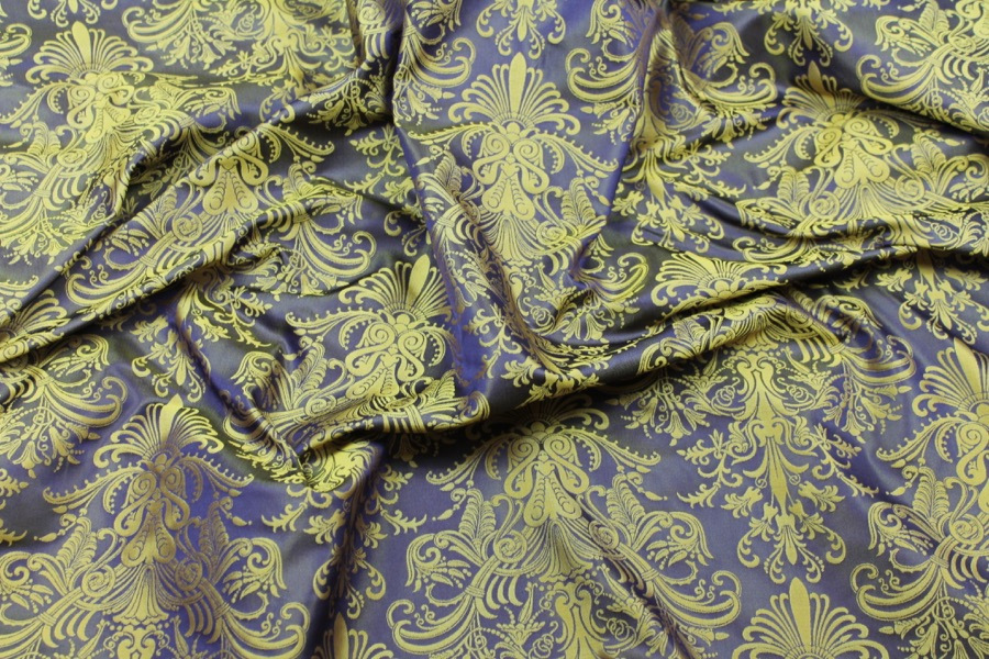 Rococo Brocade - Yellow/ Purple fabric, image 2 of 6