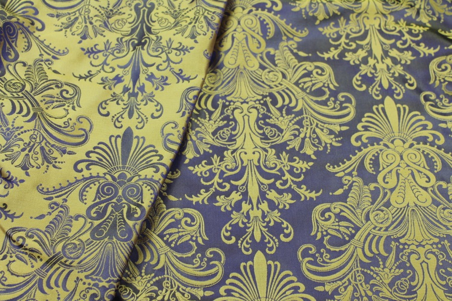 Rococo Brocade - Yellow/ Purple fabric, image 3 of 6