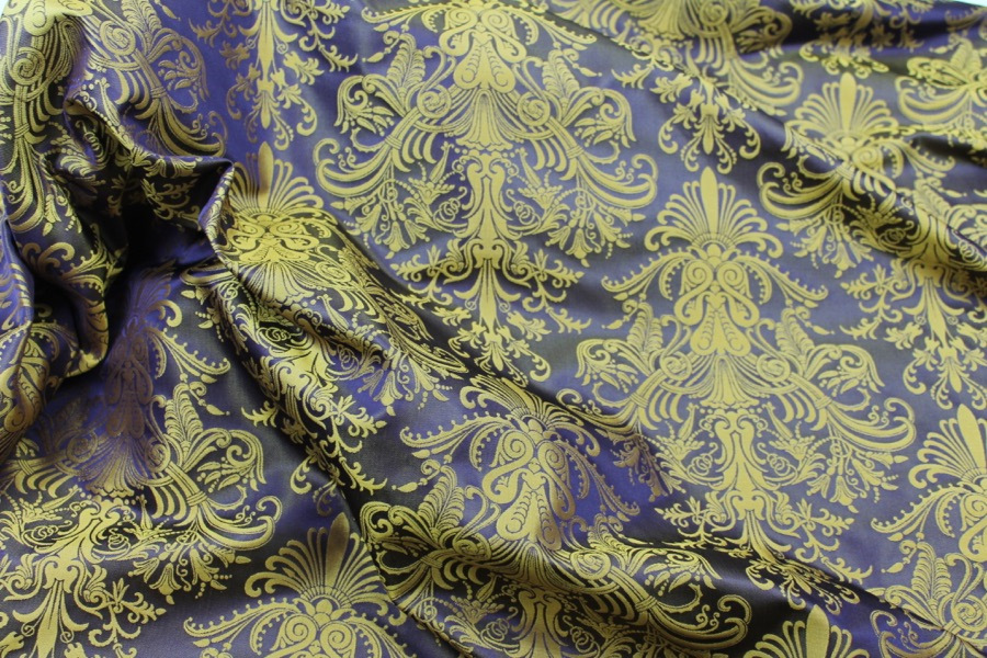 Rococo Brocade - Yellow/ Purple fabric