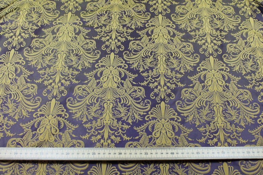 Rococo Brocade - Yellow/ Purple fabric, image 6 of 6
