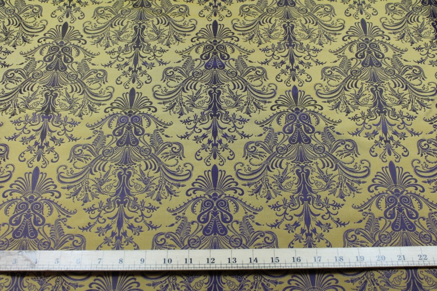 Rococo Brocade - Yellow/ Purple fabric, image 4 of 6