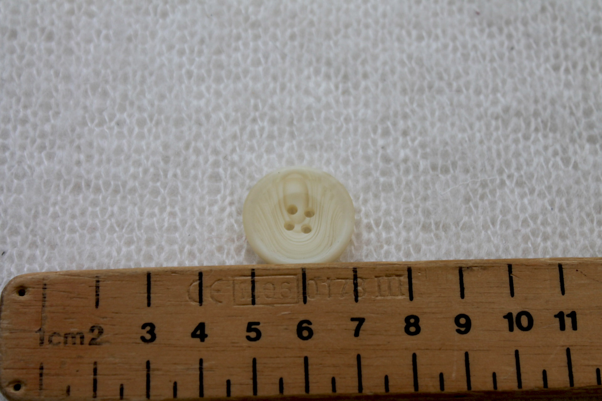 Round Creamy Ivory "Faux Horn" Button - 2.5cm, image 3 of 3