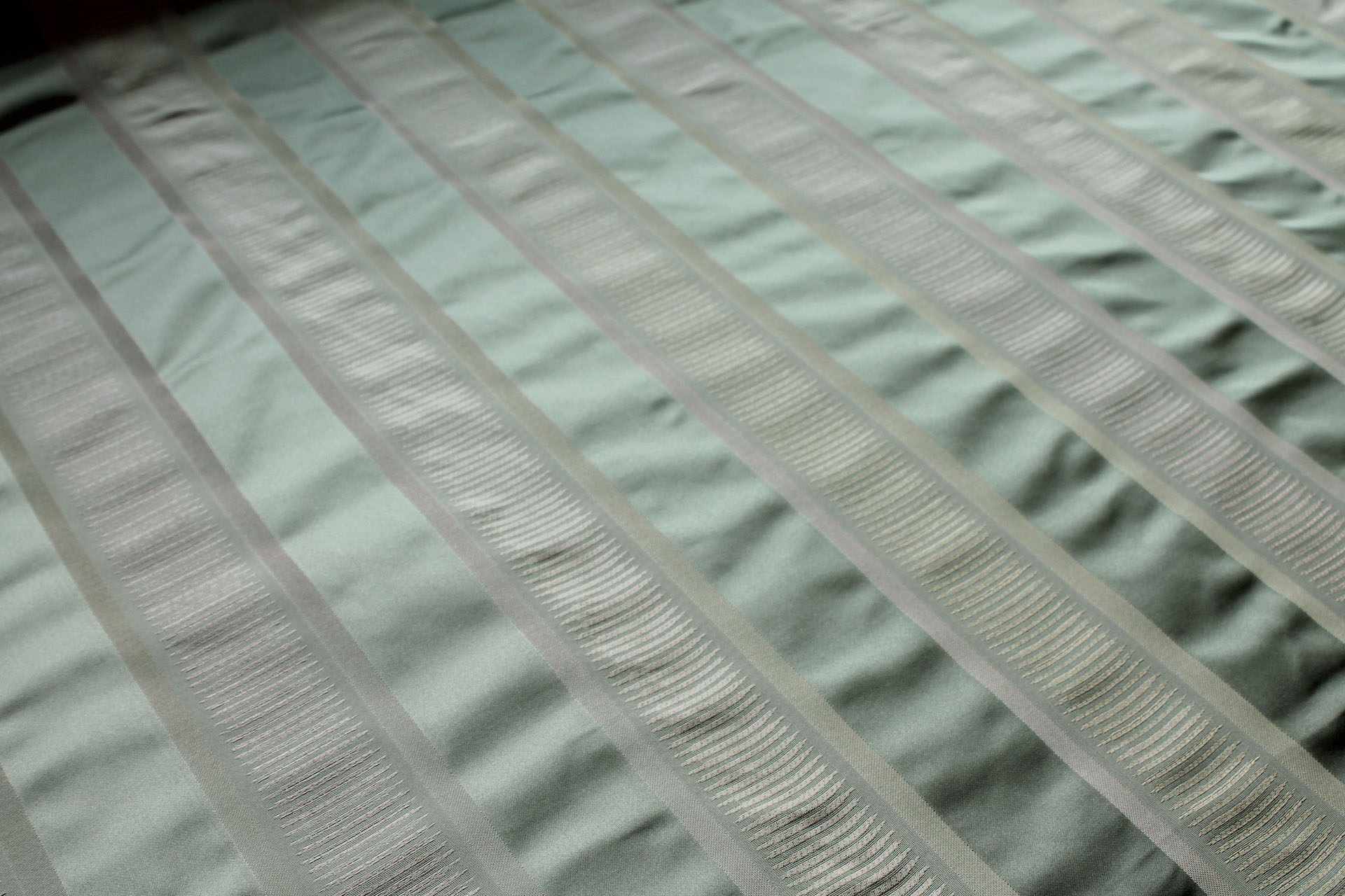 Sage and Pale Olive Striped Silk fabric, image 2 of 7