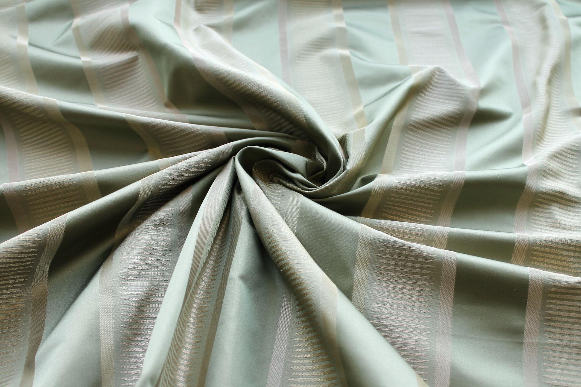 Sage and Pale Olive Striped Silk fabric, image 5 of 7
