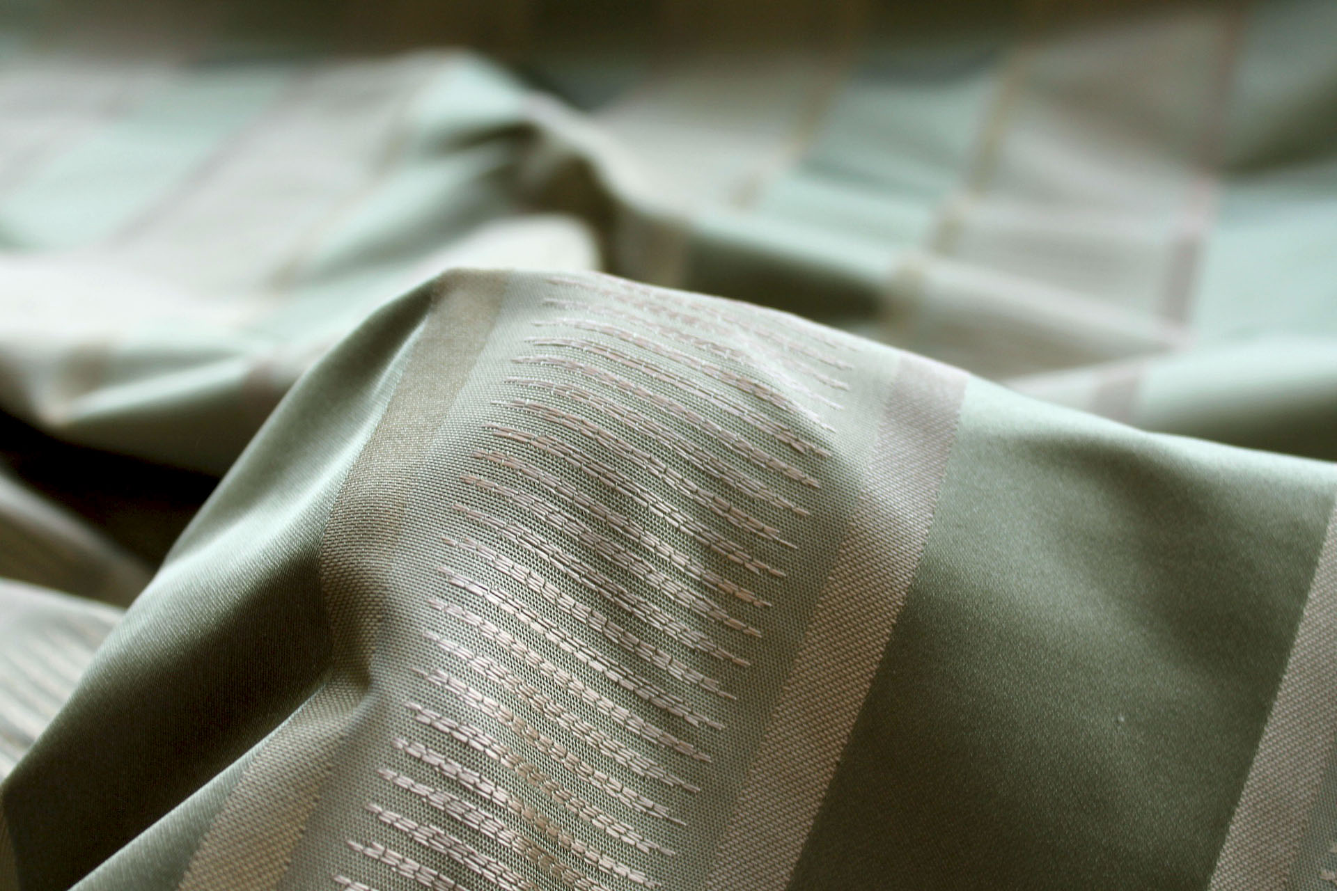 Sage and Pale Olive Striped Silk fabric, image 6 of 7
