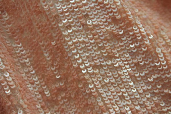 Overlapping Micro Sequin On Silk Chiffon - Peach fabric, image 5 of 6