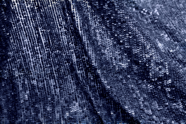 Overlapping Micro Sequin On Silk Chiffon - Navy fabric, image 2 of 7