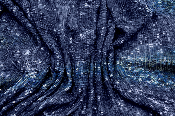 Overlapping Micro Sequin On Silk Chiffon - Navy fabric, image 6 of 7