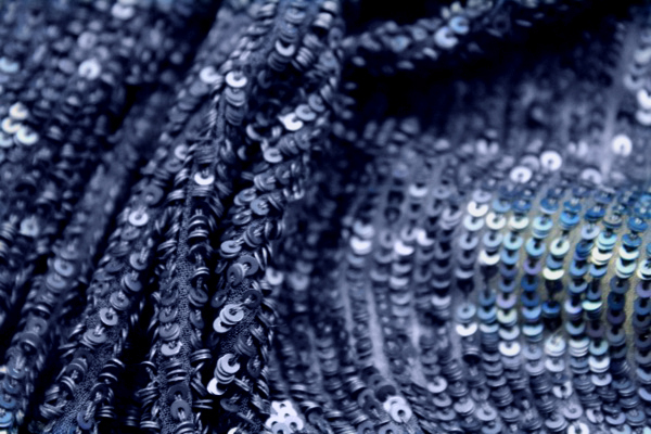 Overlapping Micro Sequin On Silk Chiffon - Navy fabric