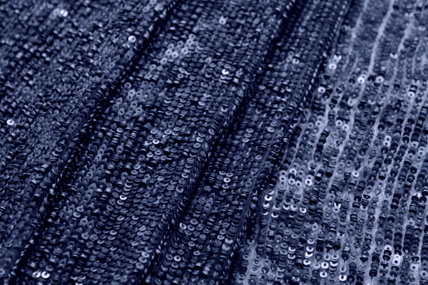 Overlapping Micro Sequin On Silk Chiffon - Navy fabric, image 3 of 7