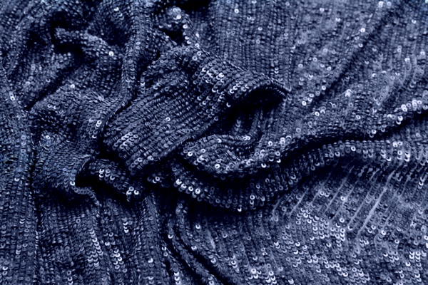 Overlapping Micro Sequin On Silk Chiffon - Navy fabric, image 7 of 7
