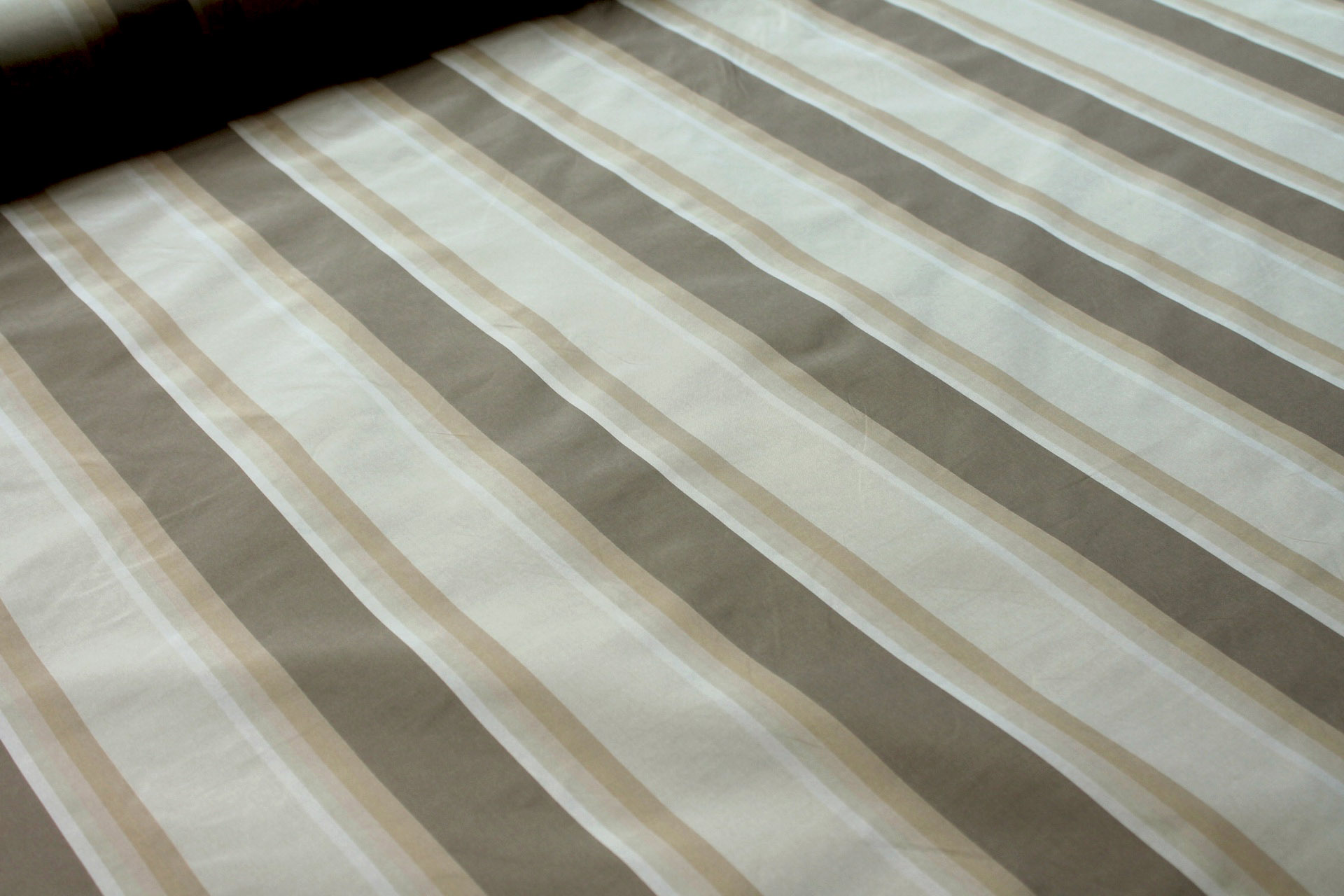 Sand and Gold Striped Silk Taffeta fabric, image 2 of 6