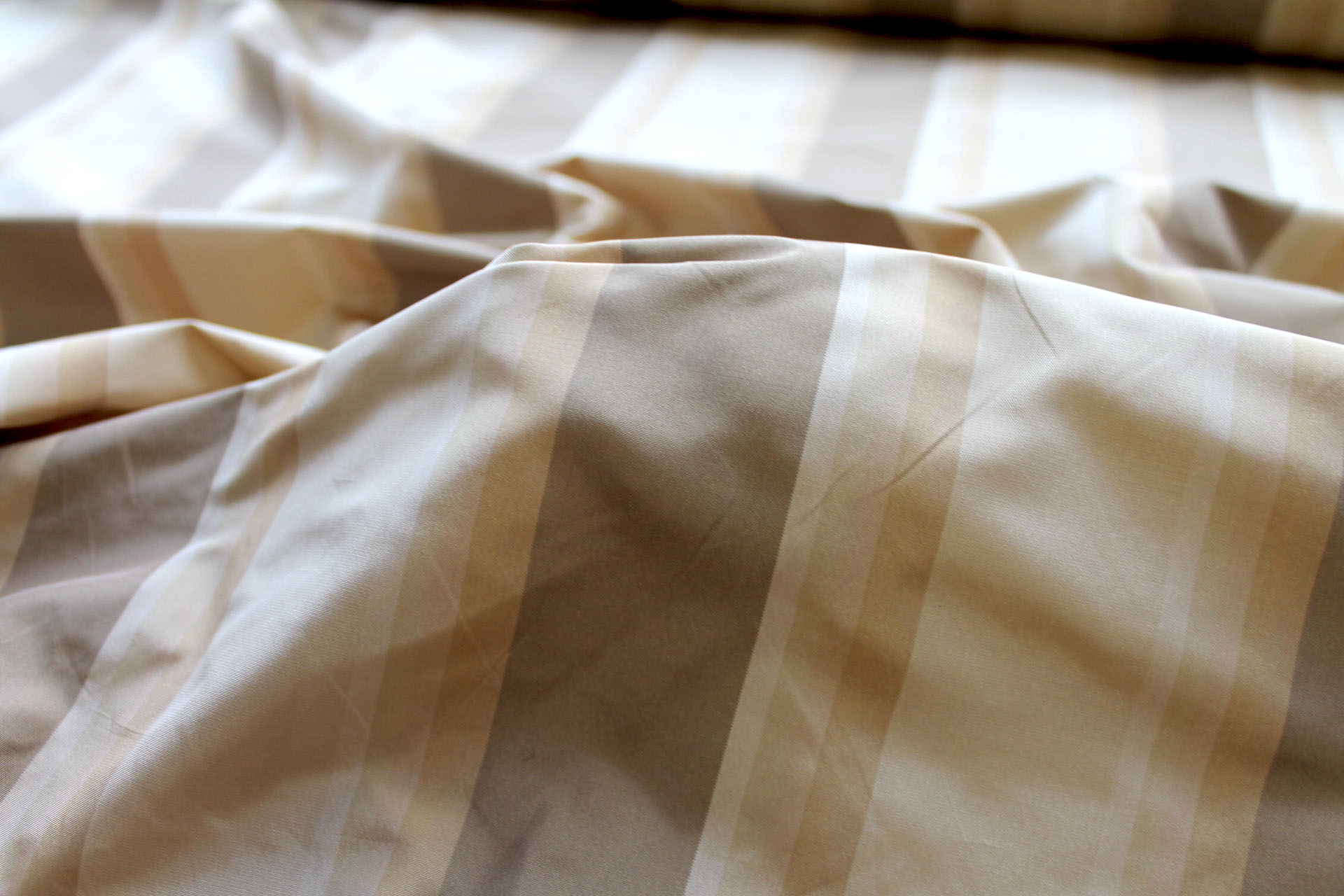 Sand and Gold Striped Silk Taffeta fabric, image 5 of 6