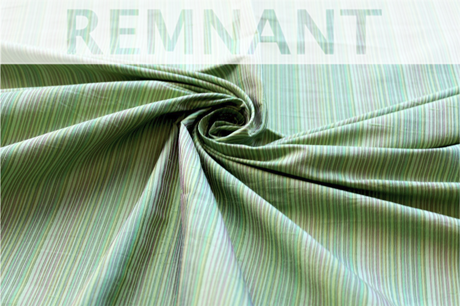 Multi Striped Silk Dupion - Green - 0.95m Piece fabric