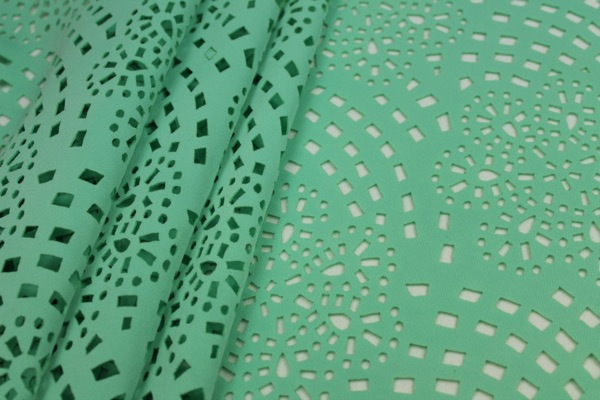Perforated Scuba Jersey - Laser Cut Snowflake - Mint fabric