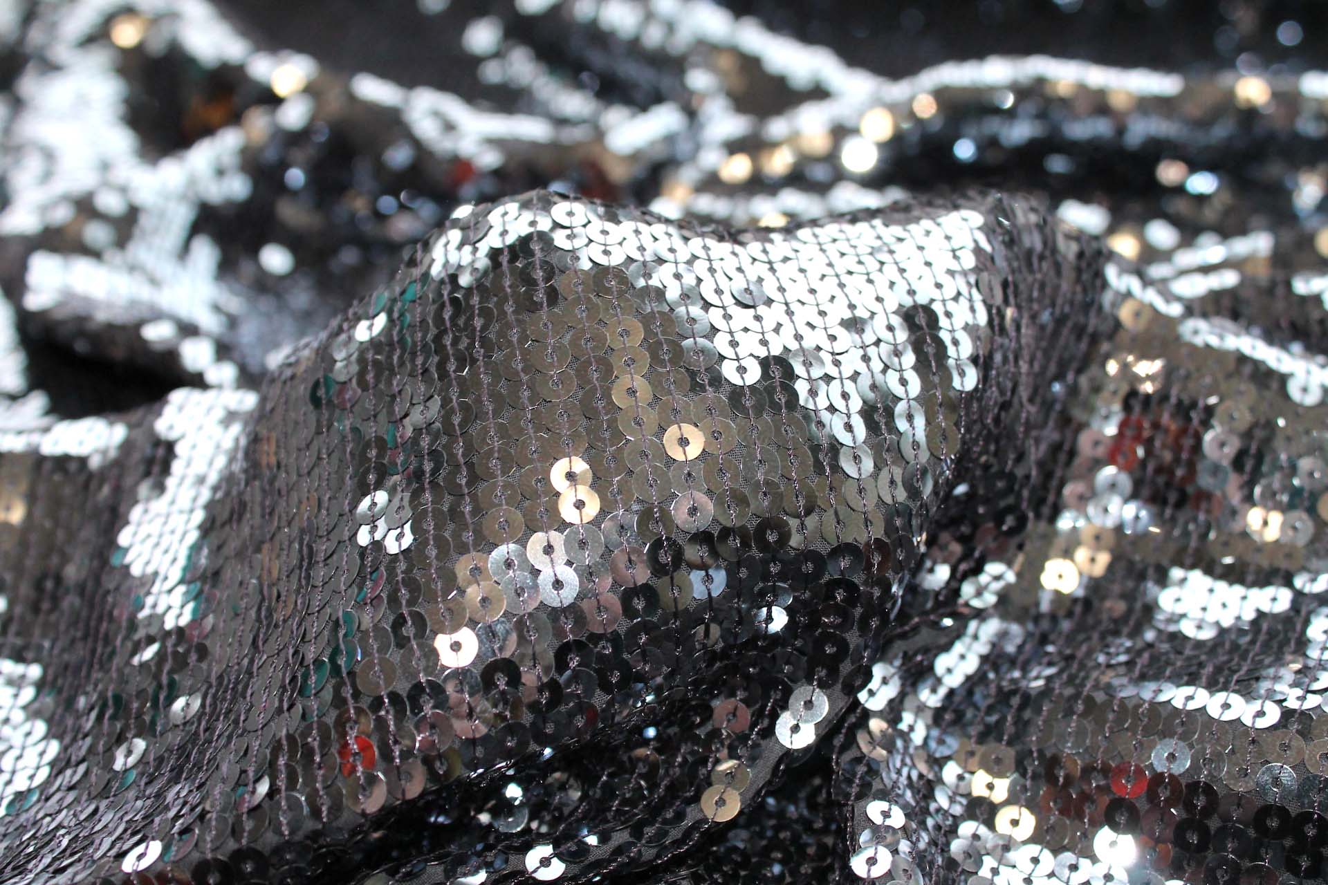 Sequin On Chiffon - Grey Silver fabric, image 5 of 7