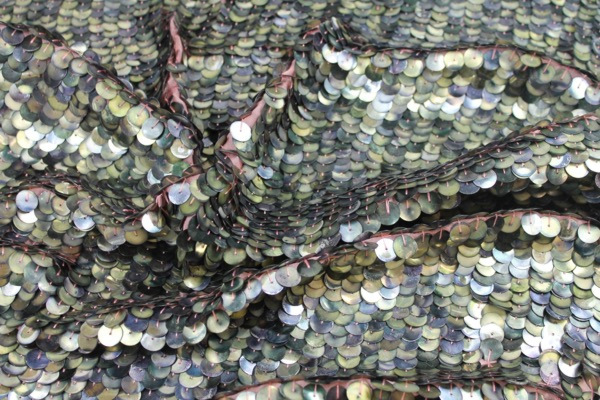 Tarnished Large Disc Sequin on Silk Chiffon fabric, image 4 of 5