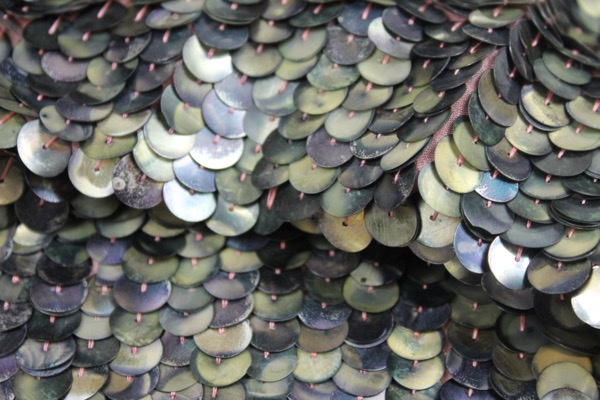 Tarnished Large Disc Sequin on Silk Chiffon fabric, image 2 of 5