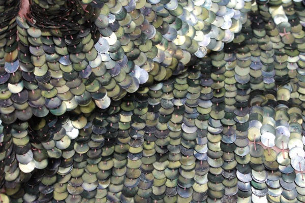 Tarnished Large Disc Sequin on Silk Chiffon fabric, image 5 of 5