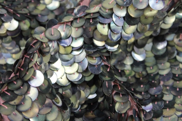 Tarnished Large Disc Sequin on Silk Chiffon fabric, image 3 of 5