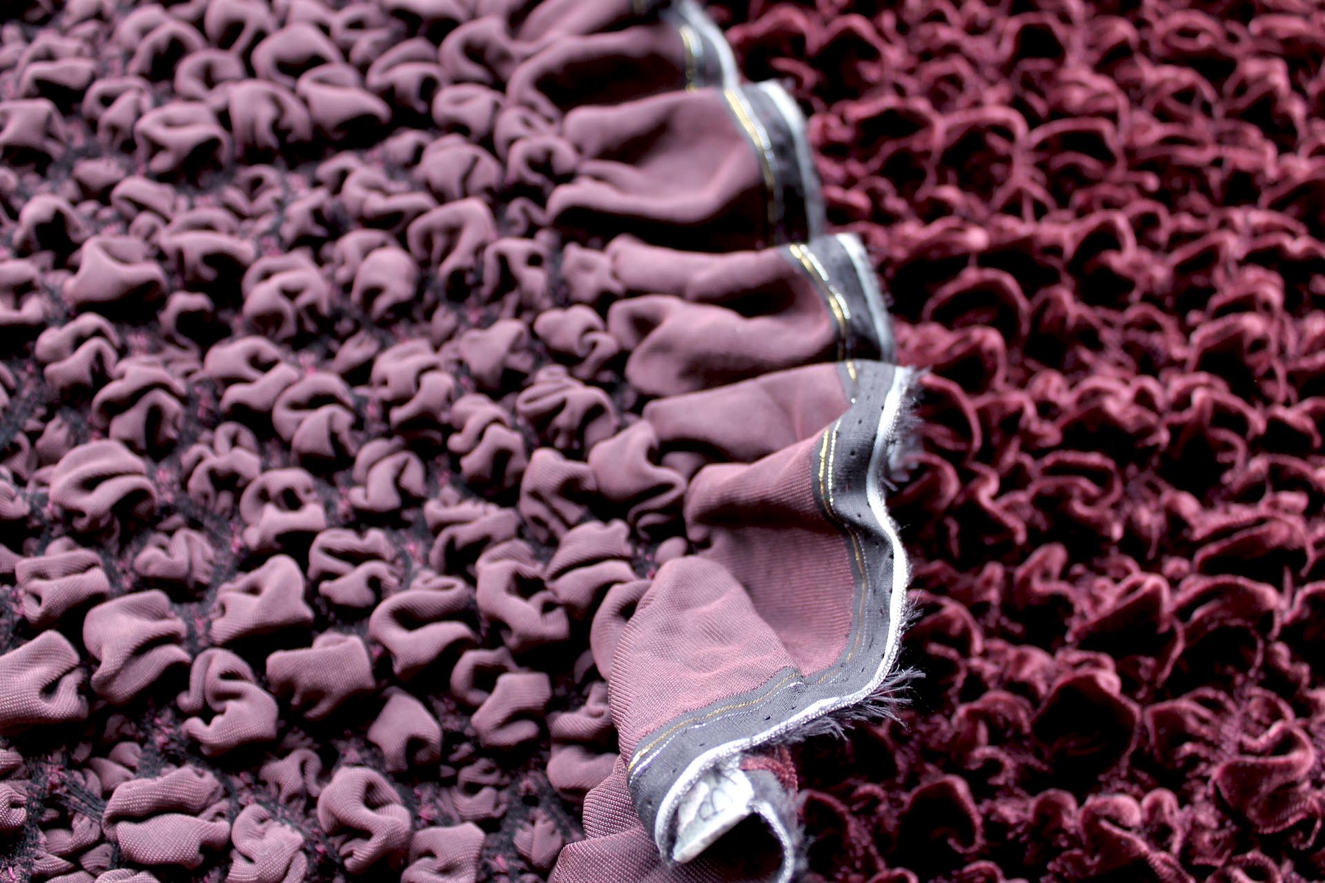 "Bubble" Shirred Silk Velvet - "Prune" fabric, image 2 of 7