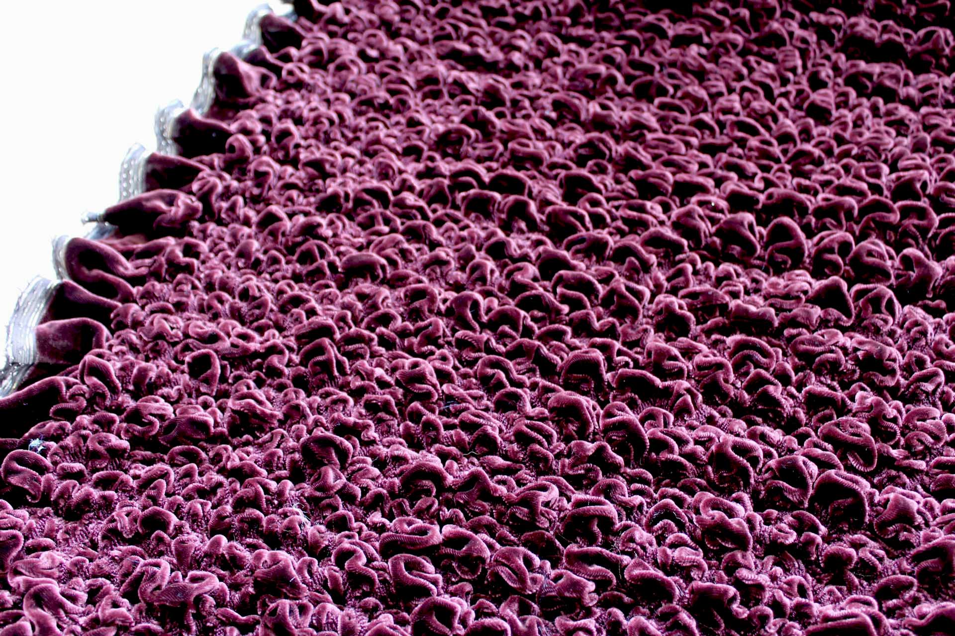"Bubble" Shirred Silk Velvet - "Prune" fabric, image 3 of 7