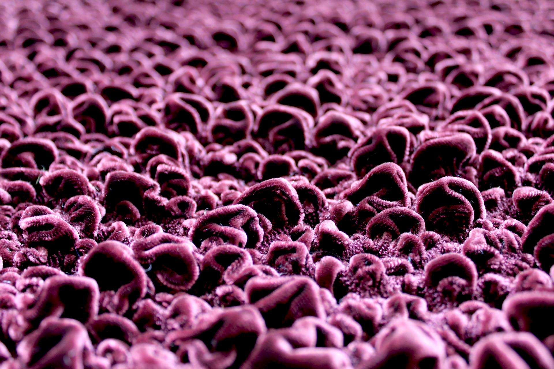 "Bubble" Shirred Silk Velvet - "Prune" fabric, image 6 of 7