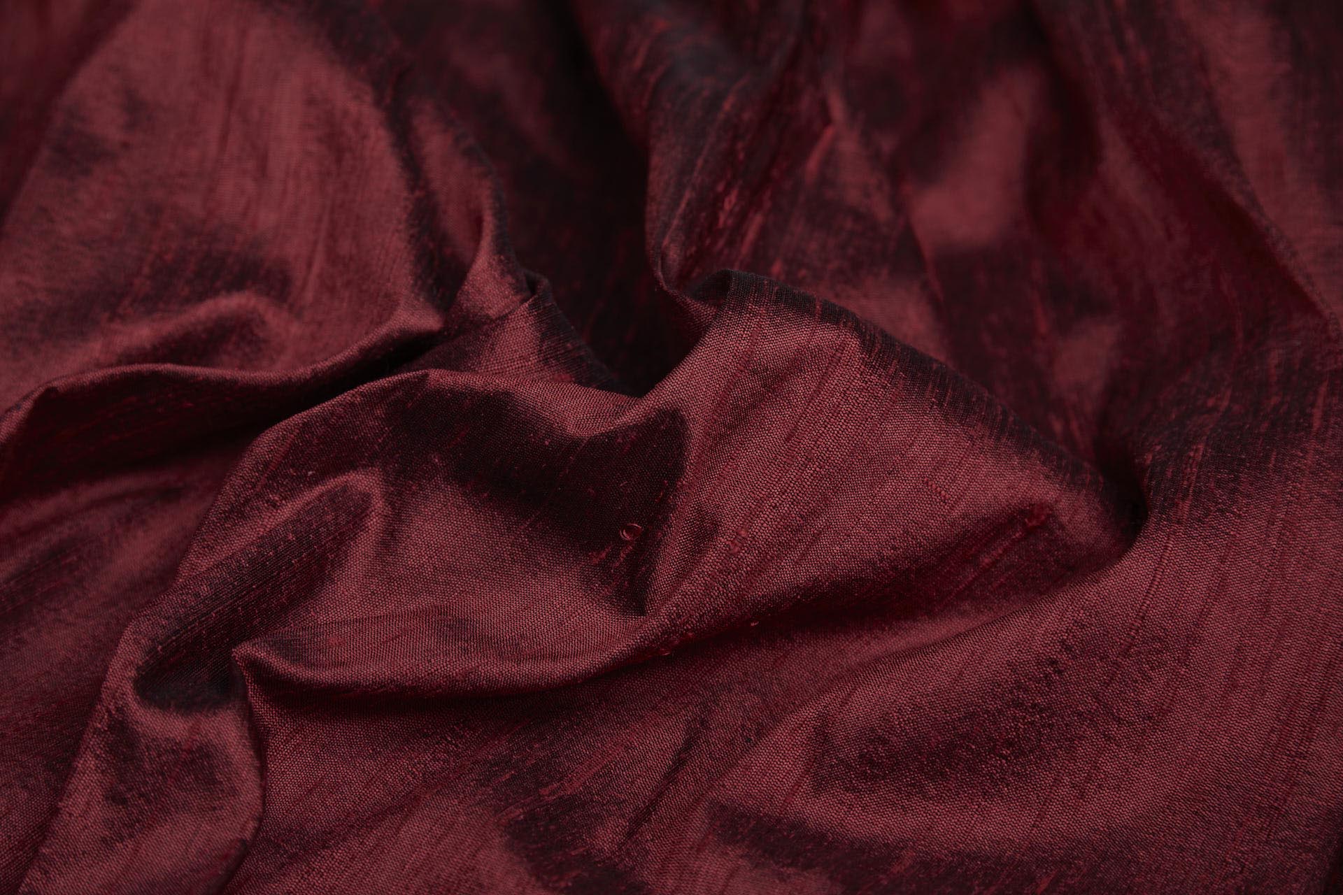 Textured Silk Dupion - Dark Red shot Black fabric, image 9 of 9