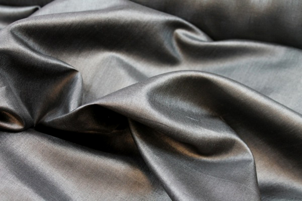 Silk Tussah / Tassar - Black fabric, image 3 of 5