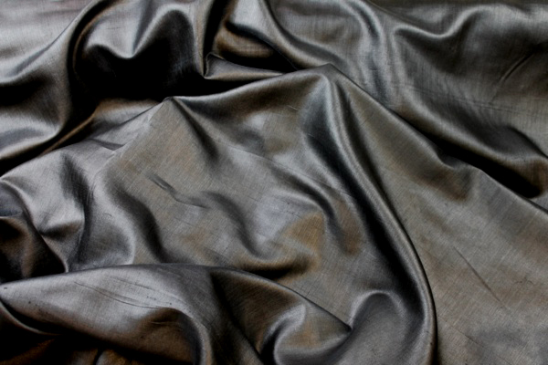 Silk Tussah / Tassar - Black fabric, image 5 of 5