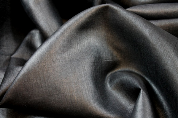 Silk Tussah / Tassar - Black fabric, image 4 of 5