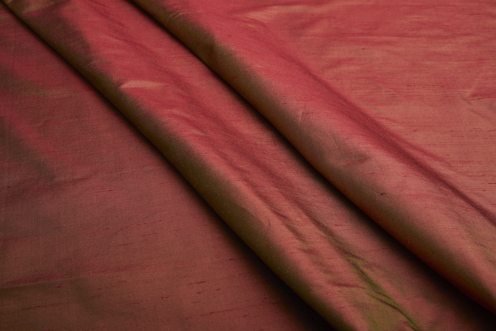 Silk Dupion - Red shot Olive fabric, image 4 of 7