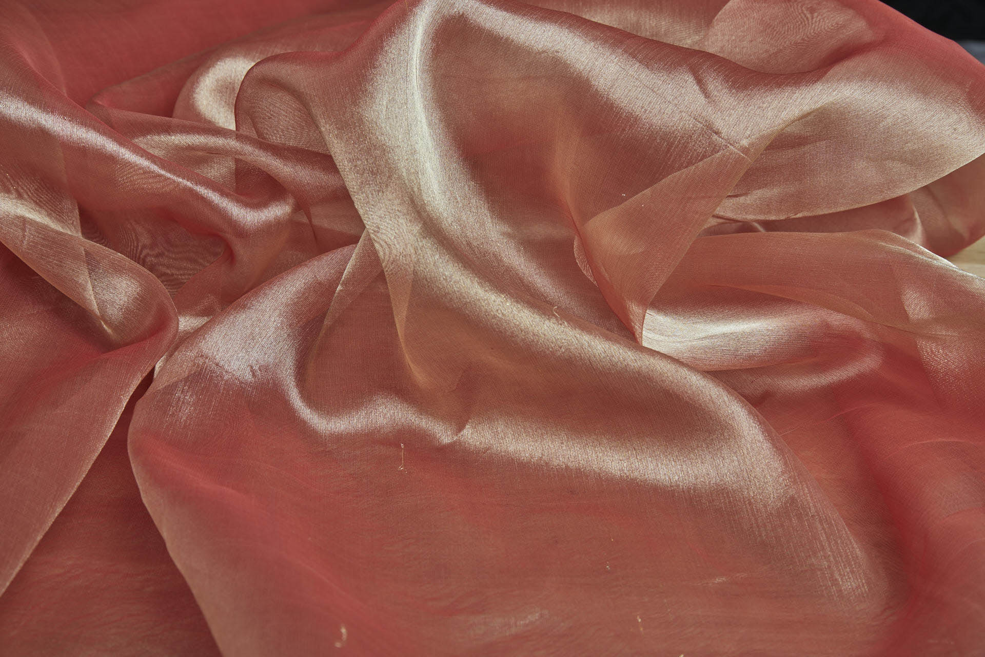 Silk Organza - Metallic Bright Red shot Gold fabric, image 7 of 7
